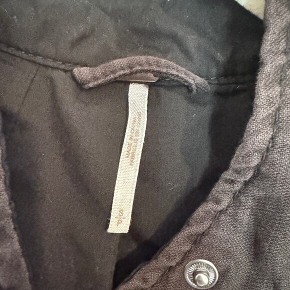 Free People Double Cloth Black Bomber Zip Up Jacket - Picture 7 of 10